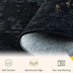 RELEANY Washable Area Rugs 5'x7' Non-Slip Modern Abstract Soft for Living Room Entryway Bedroom Nursery, Print Pattern, Dark Black Gold