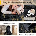 RELEANY Washable Area Rugs 5'x7' Non-Slip Modern Abstract Soft for Living Room Entryway Bedroom Nursery, Print Pattern, Dark Black Gold