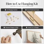 Framed Vertical Vintage Sketch Tree Living Room Wall Art, Large Black Beige Rustic Pine Artwork for Walls, Classic Antique Nature Forest Canvas Painting Print for Office Kitchen Foyer Stair 20x40 Inch