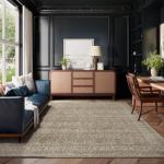 Washable Area Rugs for Living Room: 9x12 Bedroom Rug Vintage Large Rugs Stain Resistant Non Slip Low Pile Soft Lightweight Carpet for Kitchen Dining Room Farmhouse Nursery Kids Room