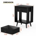 GYIIYUO Nightstands Set of 2 with Fabric Storage Drawer and Open Wood Shelf, Side Table with Storage for Bedroom, Night Stand with Drawer for Bedroom, Bedside Tables - Black 24" H