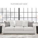 Signature Design by Ashley Maitelynn Contemporary Sofa with Accent Pillows, Reversible Cushions and Sloped Arms, Light Gray
