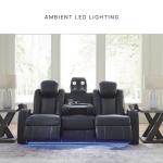 Signature Design by Ashley Fyne-Dyme Contemporary Power Reclining Sofa with USB Charging Ports and Adjustable Headrest, Blue