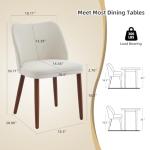 GarveeHome Linen Dining Chair Set of 4 Upholstered Fabric Dining Chair with Wood Legs, Wing Backrest, Wooden Kitchen Chairs with Thick Cushions, Leveling Feet for Dining Room, Living Room, White