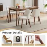 GarveeHome Linen Dining Chair Set of 4 Upholstered Fabric Dining Chair with Wood Legs, Wing Backrest, Wooden Kitchen Chairs with Thick Cushions, Leveling Feet for Dining Room, Living Room, White