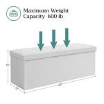 SONGMICS MAZIE Collection - 43 Inches Storage Ottoman Bench with Flipping Lid, Storage Chest with Iron Frame Support, Load 660 lb, for Living Room, Bedroom, Synthetic Leather, White ULSF75WT