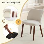 GarveeHome Linen Dining Chair Set of 4 Upholstered Fabric Dining Chair with Wood Legs, Wing Backrest, Wooden Kitchen Chairs with Thick Cushions, Leveling Feet for Dining Room, Living Room, White