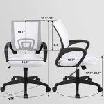 BestOffice | Ergonomic Office Chair | Mid-Back Swivel Desk Chair | Breathable Backrest & Lumbar Support | Adjustable Height | Sponge Seat | Rolling Wheels | White | for Adults & Women