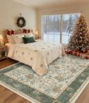 GarveeHome Area Rugs 8x10 for Living Room, Sage Green Botanical Floral Print Washable Rug Soft Non Slip Floor Mat Carpet Indoor Thin Cottage core Rug for Bedroom Dining Room Playroom Nursery Room