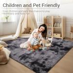 GarveeHome 9x12 Fluffy Area Rug- Shag Area Rug for Living Room, Shaggy Large Indoor Thick Living Room Carpet with Non-Slip Backing, Soft Plush Carpet for Bedroom, 9x12, Tie-dye Dark Grey