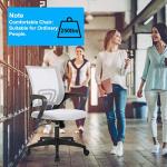 BestOffice | Ergonomic Office Chair | Mid-Back Swivel Desk Chair | Breathable Backrest & Lumbar Support | Adjustable Height | Sponge Seat | Rolling Wheels | White | for Adults & Women