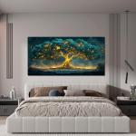 Canvas Wall Art Decor Artwork for Walls Green Wall Art Decor Tree of Life Wall Art for Living Room Wall Art Paintings Prints Gold Tree Wall Decor Art Art Work for Room Home Office Wall Decor 24" X 48"
