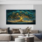 Canvas Wall Art Decor Artwork for Walls Green Wall Art Decor Tree of Life Wall Art for Living Room Wall Art Paintings Prints Gold Tree Wall Decor Art Art Work for Room Home Office Wall Decor 24" X 48"