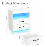 ansefe Night Stand with Charging Station and Ambient Light, LED Nightstand with USB-C Ports and Outlets, Morden Bedside Table with 2 Drawers and Open Compartment, End Table for Bedroom, White