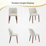 GarveeHome Linen Dining Chair Set of 4 Upholstered Fabric Dining Chair with Wood Legs, Wing Backrest, Wooden Kitchen Chairs with Thick Cushions, Leveling Feet for Dining Room, Living Room, White