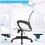 BestOffice | Ergonomic Office Chair | Mid-Back Swivel Desk Chair | Breathable Backrest & Lumbar Support | Adjustable Height | Sponge Seat | Rolling Wheels | White | for Adults & Women