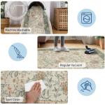 GarveeHome Area Rugs 8x10 for Living Room, Sage Green Botanical Floral Print Washable Rug Soft Non Slip Floor Mat Carpet Indoor Thin Cottage core Rug for Bedroom Dining Room Playroom Nursery Room