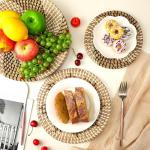 Glenmal 3 Pcs Boho Wall Basket Decor Decorative Bulrush Woven Basket Wall Decor Art Farmhouse Handmade Hanging Baskets with African Design for Living Room Display Table Settings Kitchen Home(Classic)