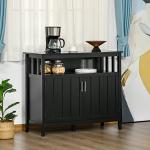 HOMCOM Sideboard Buffet Cabinet, Coffee Bar Cabinet with 2 Doors and Adjustable Shelves, Console Table for Kitchen Entryway Living Room, Black