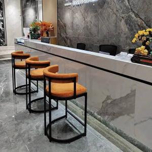 High Light Luxury Iron Bar Chairs Simple Backrest Cafe Island Reception High Stools Home Bar Chair for Kitchen Furniture ZZ