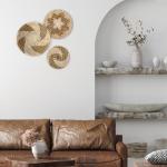 Glenmal 3 Pcs Boho Wall Basket Decor Decorative Bulrush Woven Basket Wall Decor Art Farmhouse Handmade Hanging Baskets with African Design for Living Room Display Table Settings Kitchen Home(Classic)