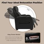 Signature Design by Ashley Boyington Contemporary Leather Match Power Reclining Sofa with Adjustable Headrest, Cup Holder, USB Charging Ports, Air Massage System and LED Lighting, Black