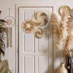 Glenmal 3 Pcs Boho Wall Basket Decor Decorative Bulrush Woven Basket Wall Decor Art Farmhouse Handmade Hanging Baskets with African Design for Living Room Display Table Settings Kitchen Home(Classic)