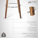 Armen Living Sonia 26" Seat Height Mid Century Modern Swivel Bar Stool for Kitchen Island Counter in Brown Faux Leather and Walnut Wood