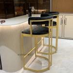 High Light Luxury Iron Bar Chairs Simple Backrest Cafe Island Reception High Stools Home Bar Chair for Kitchen Furniture ZZ