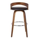 Armen Living Sonia 26" Seat Height Mid Century Modern Swivel Bar Stool for Kitchen Island Counter in Brown Faux Leather and Walnut Wood