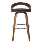 Armen Living Sonia 26" Seat Height Mid Century Modern Swivel Bar Stool for Kitchen Island Counter in Brown Faux Leather and Walnut Wood