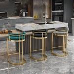 High Light Luxury Iron Bar Chairs Simple Backrest Cafe Island Reception High Stools Home Bar Chair for Kitchen Furniture ZZ