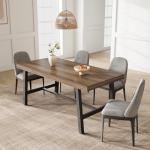 GarveeHome Industrial Dining Table for 4-6 People, 63" Long Large Kitchen Table with Sturdy Metal Frame, Rectangular Counter for Dinner, Kitchen, Dining Room (Brown, 63" Non-extendable)