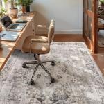 YOH Boho Washable Rug 5x7, Charcoal Gray Vintage Non Slip Area Rug, Distressed Indoor Carpet for Living Room Bedroom Kitchen Office