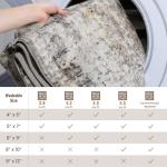 YOH Boho Washable Rug 5x7, Charcoal Gray Vintage Non Slip Area Rug, Distressed Indoor Carpet for Living Room Bedroom Kitchen Office