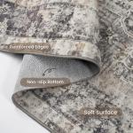 YOH Boho Washable Rug 5x7, Charcoal Gray Vintage Non Slip Area Rug, Distressed Indoor Carpet for Living Room Bedroom Kitchen Office
