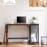 Compact Black Computer Desk with Storage and Hook
