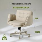 amseatec Criss Cross Chair with Armrests & Wheels, PU Leather Vanity Chair, Comfortable Adjustable Swivel Computer Office Desk Chairs for Home, Make Up, Bed Room (Cream)