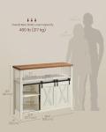 VASAGLE Buffet Cabinet, Coffee Bar Storage Cabinet, Sideboard with 2 Sliding Barn Doors, Adjustable Shelves, 13 x 39.4 x 31.5 Inches, for Living Room, Rustic White and Honey Brown ULSC092W01
