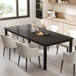 GarveeHome 78.7 in Industrial Dining Table for 6, Wooden Long Dinner Table with Mortise Tenon Design, Kitchen Table with Sturdy Metal Legs, for Dining Room Home Office Living Room, Black