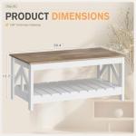 YESHOMY Farmhouse Coffee Table, Coffee Tables for Living Room, Farmhouse Square Coffee Table with Storage, Couch Table, Small Tables for Small Spaces, Gray & White