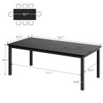 GarveeHome 78.7 in Industrial Dining Table for 6, Wooden Long Dinner Table with Mortise Tenon Design, Kitchen Table with Sturdy Metal Legs, for Dining Room Home Office Living Room, Black