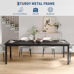 GarveeHome 78.7 in Industrial Dining Table for 6, Wooden Long Dinner Table with Mortise Tenon Design, Kitchen Table with Sturdy Metal Legs, for Dining Room Home Office Living Room, Black