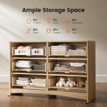 Amada Modern 6 Drawer Dresser, Fluted Wood Chest of Drawers with Rounded Corners, Pre-Installed Drawer Slides, Dresser TV Stand and Storage Organizer for Bedroom, Hallway, Natural Oak