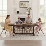 COLAMY Dining Chairs Set of 6, Modern Fabric Upholstered Dining Room Kitchen Side Chairs with Iron Legs, Open Back and Padded Seat for Living Room/Restaurant/Cafe, Beige