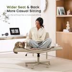 amseatec Criss Cross Chair with Armrests & Wheels, PU Leather Vanity Chair, Comfortable Adjustable Swivel Computer Office Desk Chairs for Home, Make Up, Bed Room (Cream)