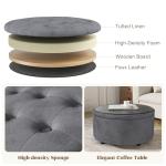 YUUIJOAA 30 Inch Round Storage Ottoman,Modern Tufted Ottomans,Circular Coffee Table with Removable Top,Upholstered Large Ottoman with Storage Footrest Stool for Bedroom Living Room (Grey)