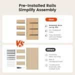 Amada Modern 6 Drawer Dresser, Fluted Wood Chest of Drawers with Rounded Corners, Pre-Installed Drawer Slides, Dresser TV Stand and Storage Organizer for Bedroom, Hallway, Natural Oak