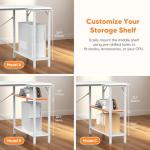 DUMOS L Shaped Desk with Shelf Drawers 47 Inch, White Corner Computer Desks Gaming with Power Outlet, Study Table with Adjustable Shelves, Home Office Tables for Bedroom Teacher Reading Writing