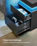 VASAGLE Kailyn Collection - Nightstand with Power Outlets, Sliding Lid, Modern Bedside Table with LED Lights, End Table, 2 Drawers, 15.7 x 18.9 x 26.8 Inches, Ink Black ULET650BC01S